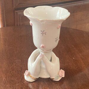 Lefton ?  ~  Bone China vase (1950's era)